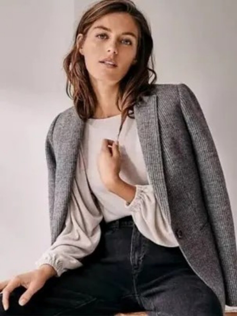 Ann Taylor Hutton Grey Knit Blazer - Women's Tailored Jacket